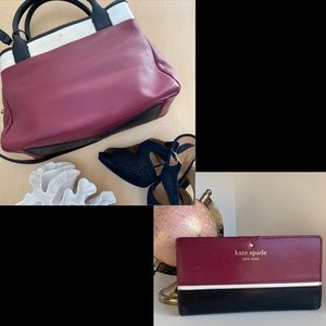 Kate Spade Cedar Street Satchel & Wallet MaroonBlk